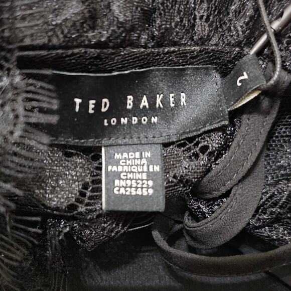 NWT Ted Baker Dress Womens 6 Ted Baker 2 Black Chharis Shift Sleeveless Stretch - Picture 13 of 16